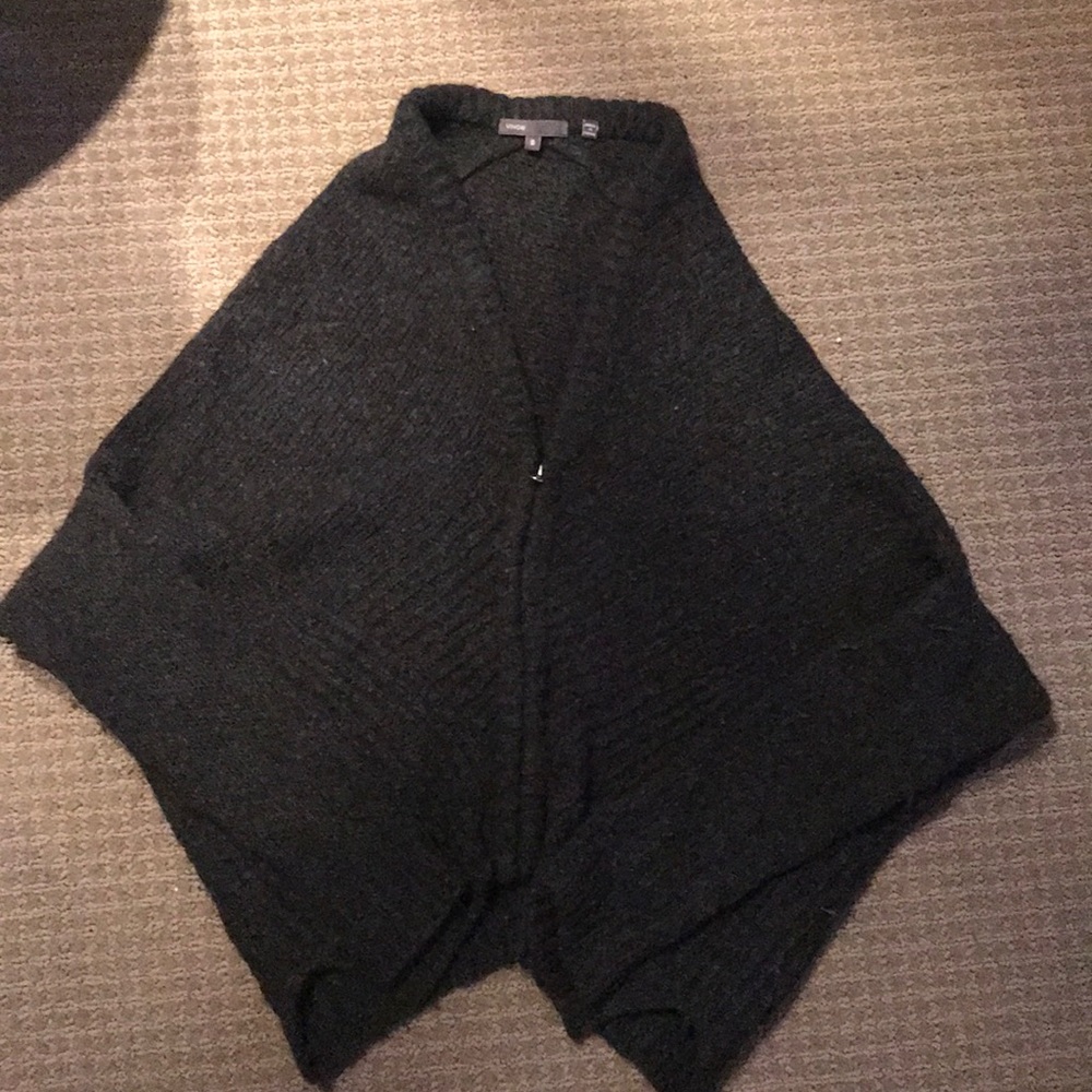 Dark grey Vince sweater with zipper.